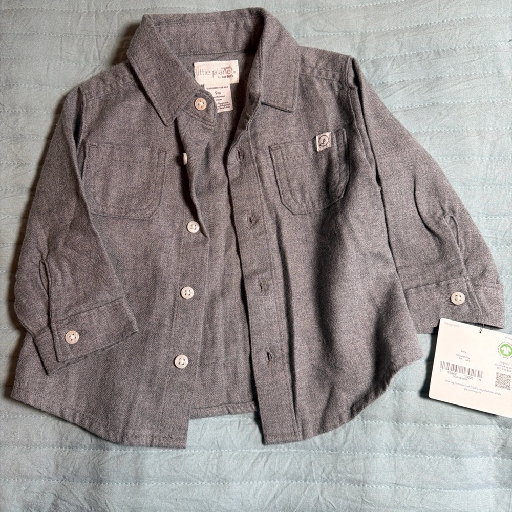 Organic Little Planet by Carters Organic  9 Months Long Sleeve Button Up